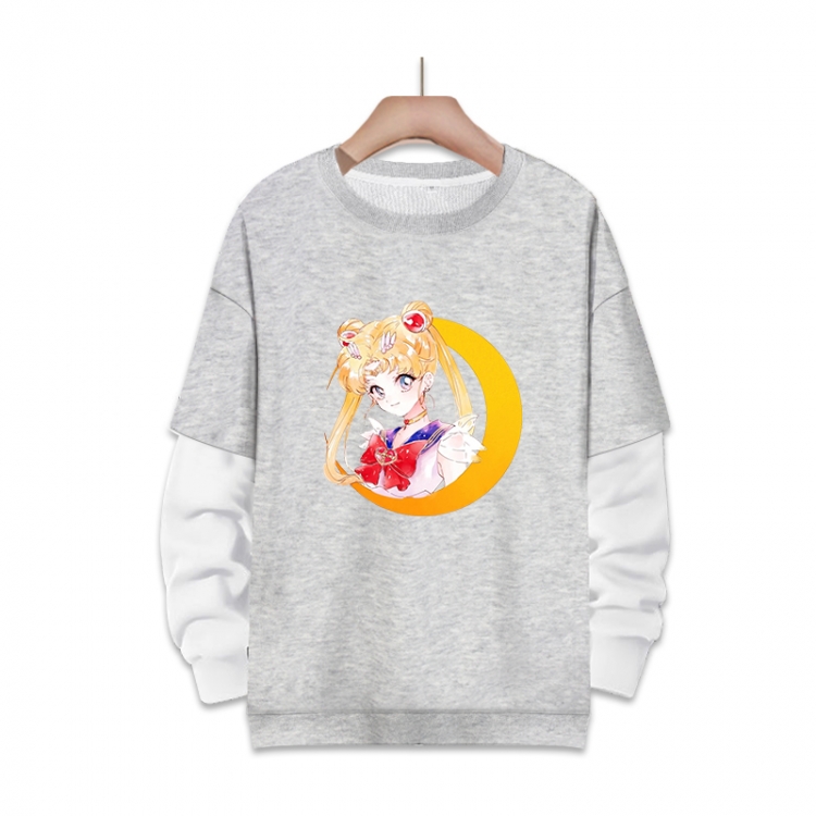 sailormoon Anime fake two-piece thick round neck sweater from S to 3XL