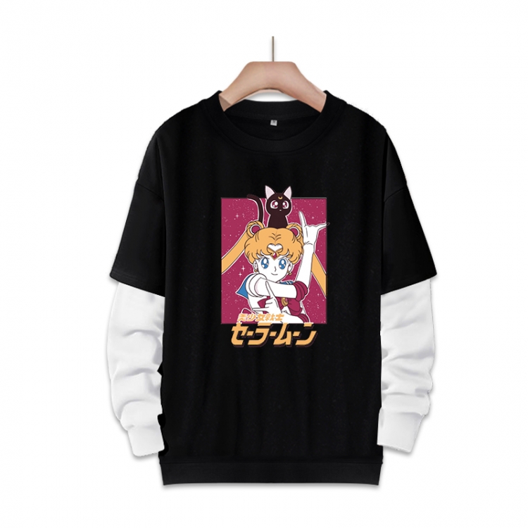 sailormoon Anime fake two-piece thick round neck sweater from S to 3XL