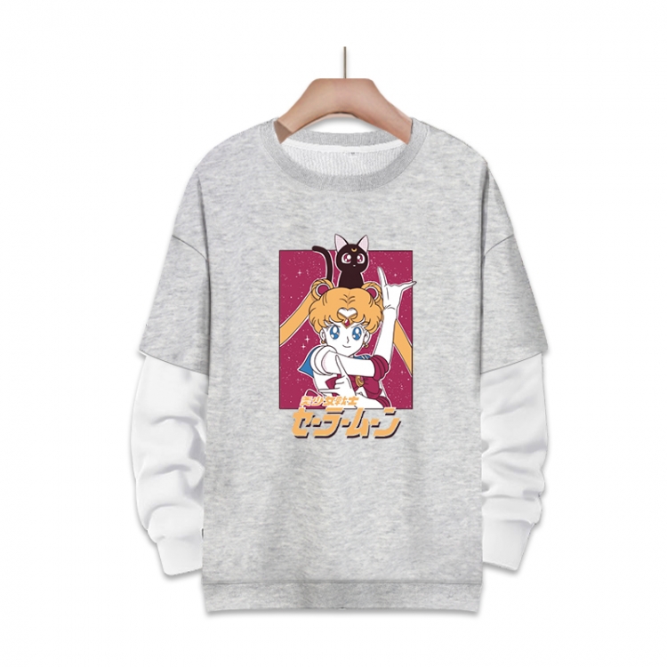 sailormoon Anime fake two-piece thick round neck sweater from S to 3XL