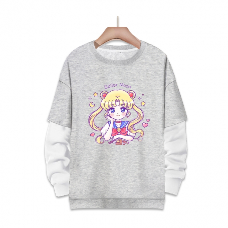 sailormoon Anime fake two-piece thick round neck sweater from S to 3XL