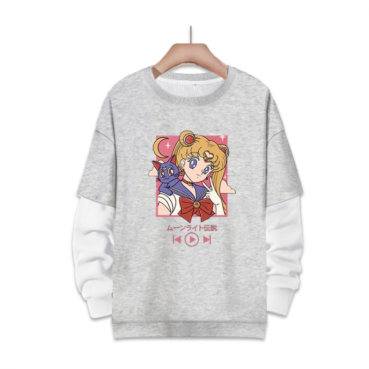 sailormoon Anime fake two-piece thick round neck sweater from S to 3XL