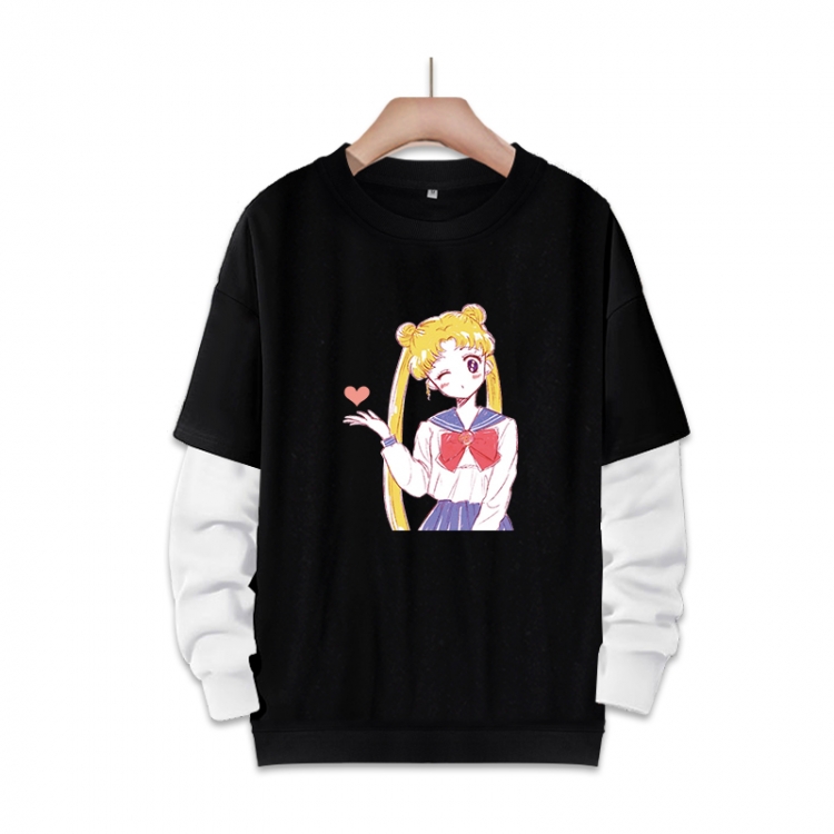 sailormoon Anime fake two-piece thick round neck sweater from S to 3XL