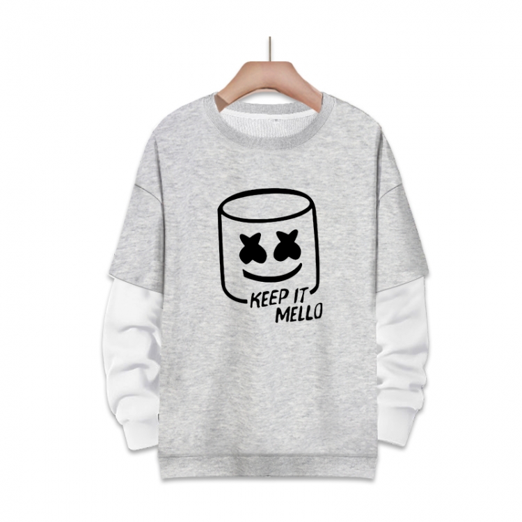 cotton candy Anime fake two-piece thick round neck sweater from S to 3XL