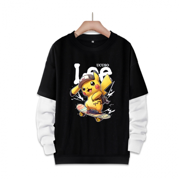 Pokemon Anime fake two-piece thick round neck sweater from S to 3XL