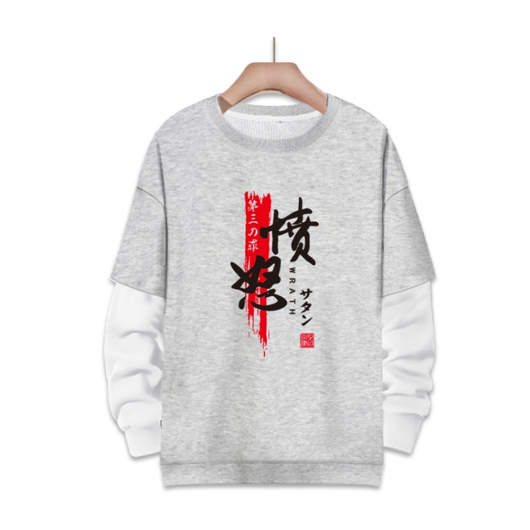 The Seven Deadly Sins Anime fake two-piece thick round neck sweater from S to 3XL