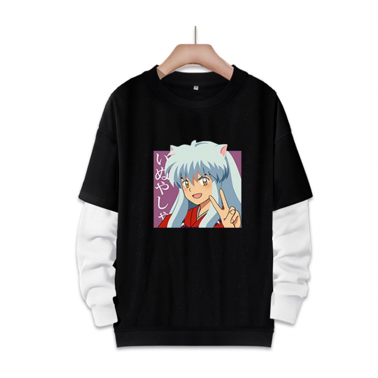 Inuyasha Anime fake two-piece thick round neck sweater from S to 3XL