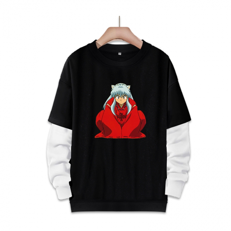 Inuyasha Anime fake two-piece thick round neck sweater from S to 3XL