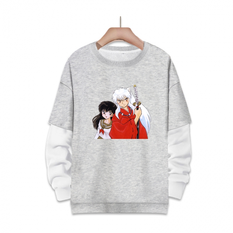 Inuyasha Anime fake two-piece thick round neck sweater from S to 3XL