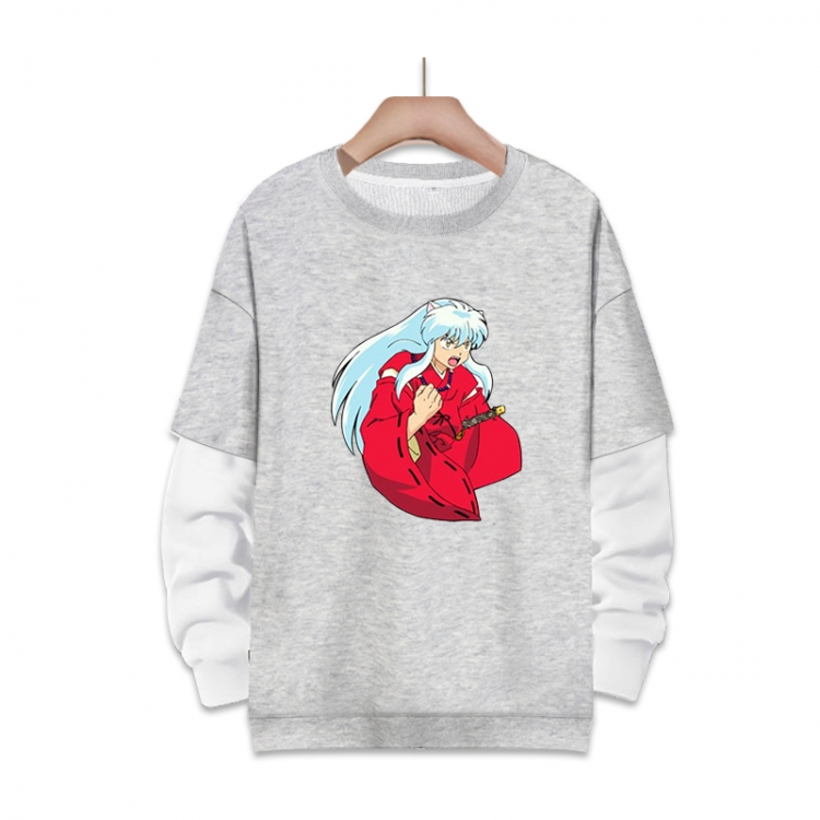 Inuyasha Anime fake two-piece thick round neck sweater from S to 3XL