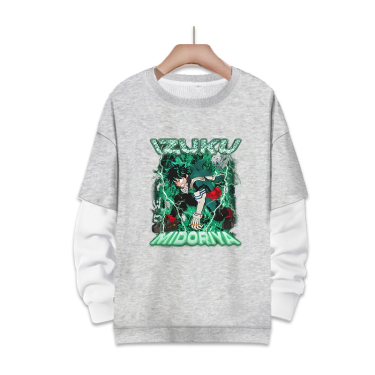 My Hero Academia Anime fake two-piece thick round neck sweater from S to 3XL