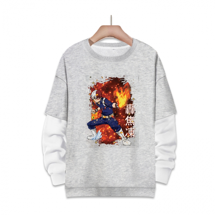 My Hero Academia Anime fake two-piece thick round neck sweater from S to 3XL