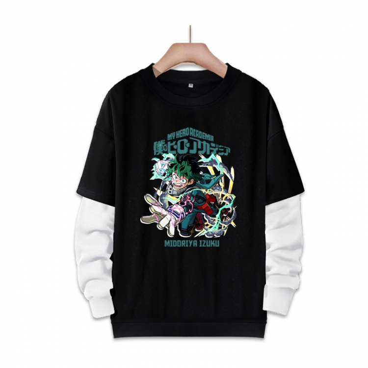 My Hero Academia Anime fake two-piece thick round neck sweater from S to 3XL