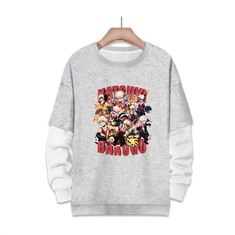 My Hero Academia Anime fake two-piece thick round neck sweater from S to 3XL