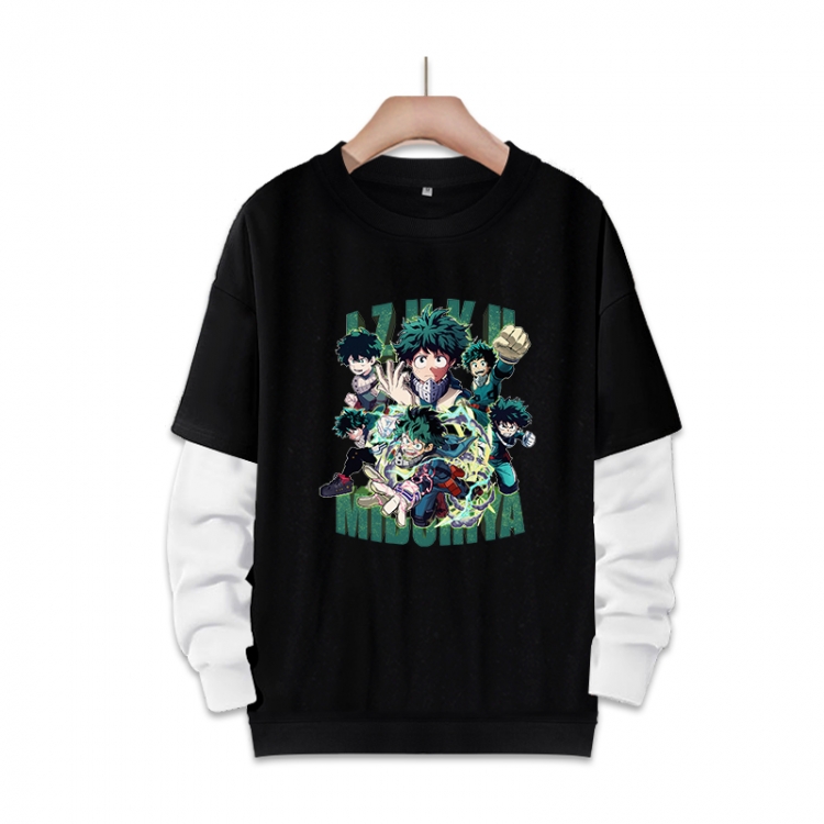 My Hero Academia Anime fake two-piece thick round neck sweater from S to 3XL