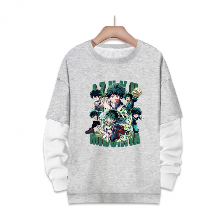 My Hero Academia Anime fake two-piece thick round neck sweater from S to 3XL