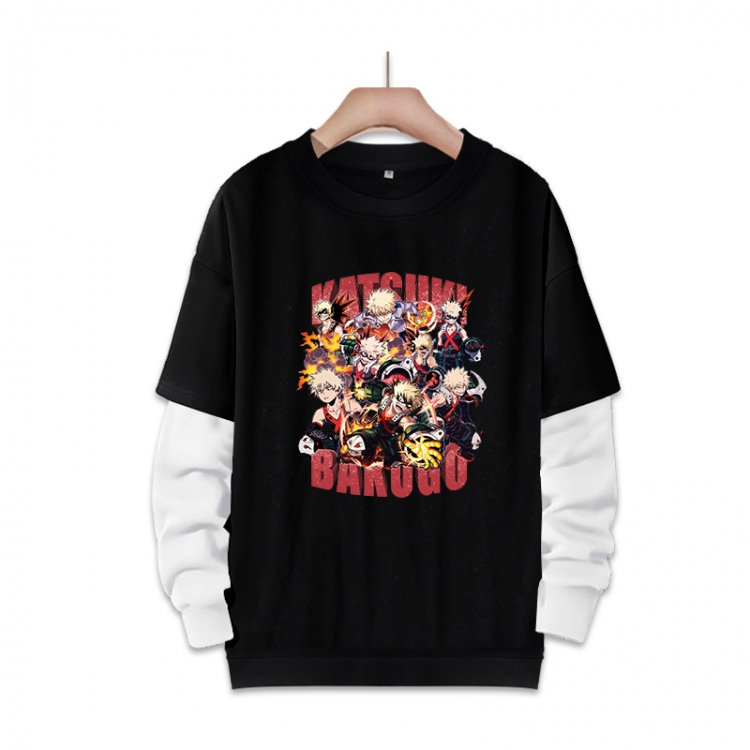 My Hero Academia Anime fake two-piece thick round neck sweater from S to 3XL