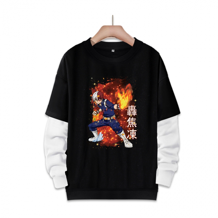 My Hero Academia Anime fake two-piece thick round neck sweater from S to 3XL