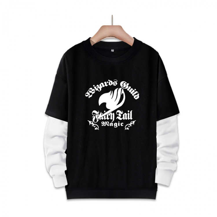 Fairy tail Anime fake two-piece thick round neck sweater from S to 3XL