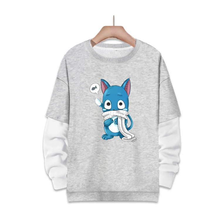 Fairy tail Anime fake two-piece thick round neck sweater from S to 3XL