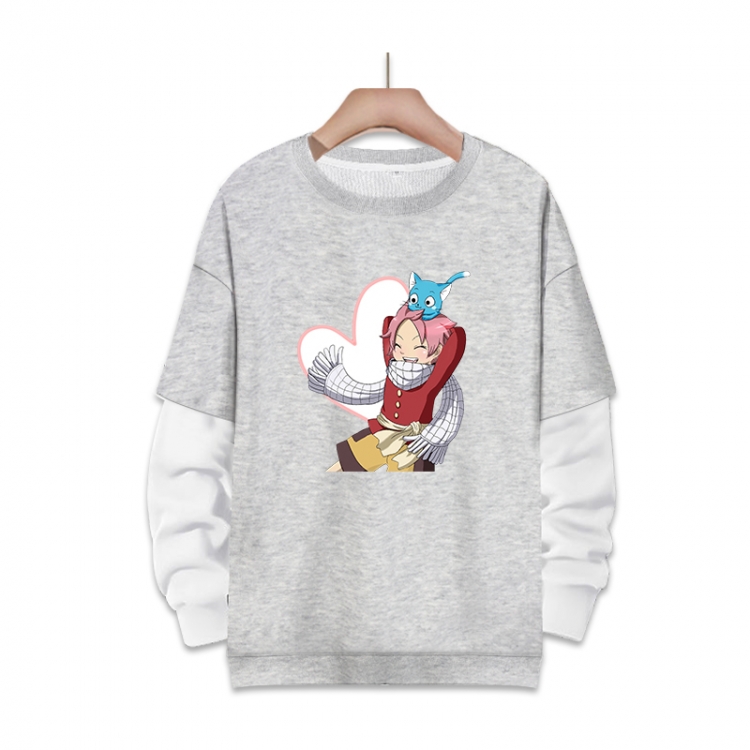 Fairy tail Anime fake two-piece thick round neck sweater from S to 3XL