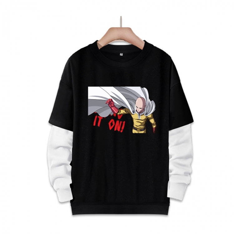 One Punch Man Anime fake two-piece thick round neck sweater from S to 3XL