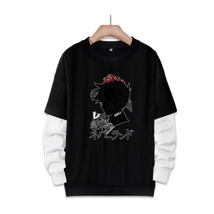 The Promised Neverla Anime fake two-piece thick round neck sweater from S to 3XL