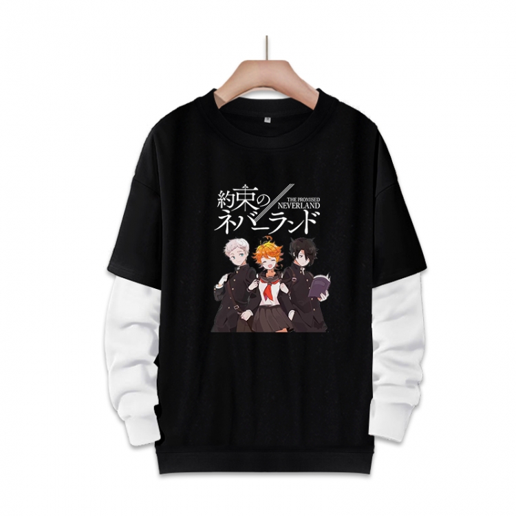The Promised Neverla Anime fake two-piece thick round neck sweater from S to 3XL