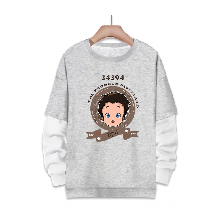 The Promised Neverla Anime fake two-piece thick round neck sweater from S to 3XL