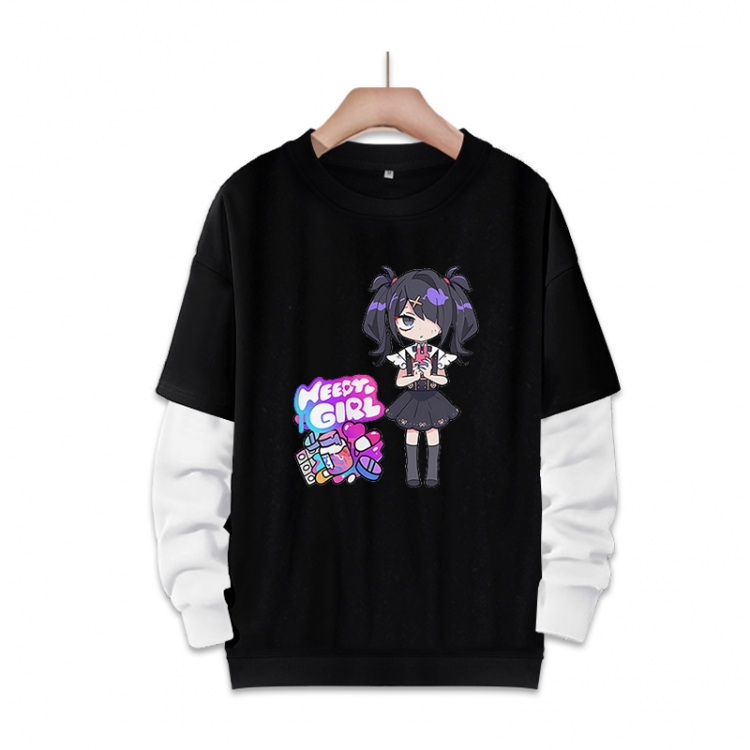 NEEDY GIRL OVERDOSE Anime fake two-piece thick round neck sweater from S to 3XL