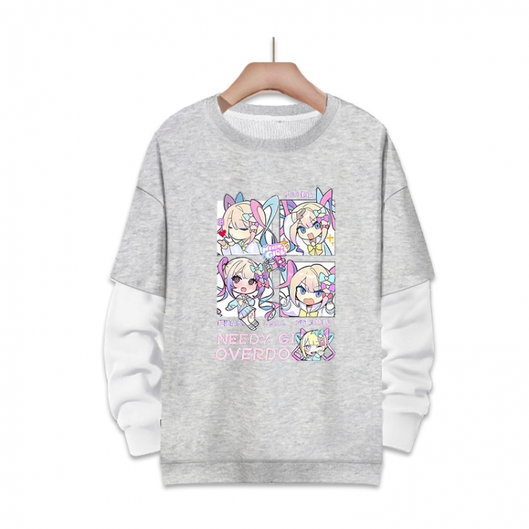 NEEDY GIRL OVERDOSE Anime fake two-piece thick round neck sweater from S to 3XL