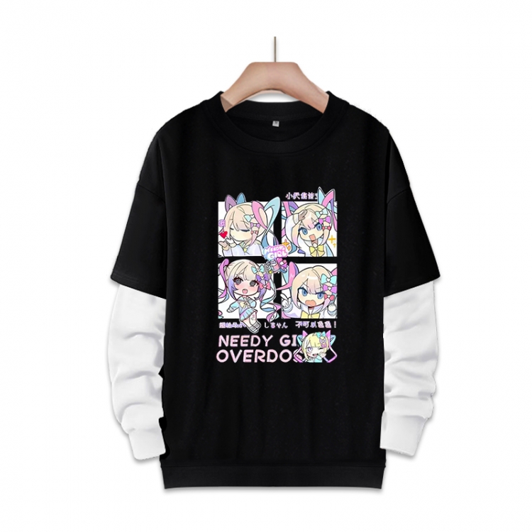 NEEDY GIRL OVERDOSE Anime fake two-piece thick round neck sweater from S to 3XL