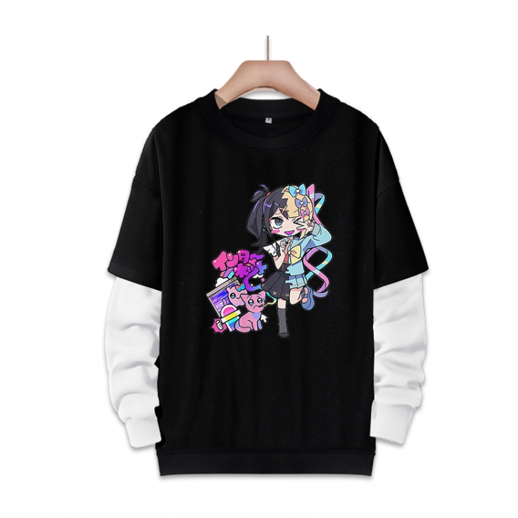 NEEDY GIRL OVERDOSE Anime fake two-piece thick round neck sweater from S to 3XL