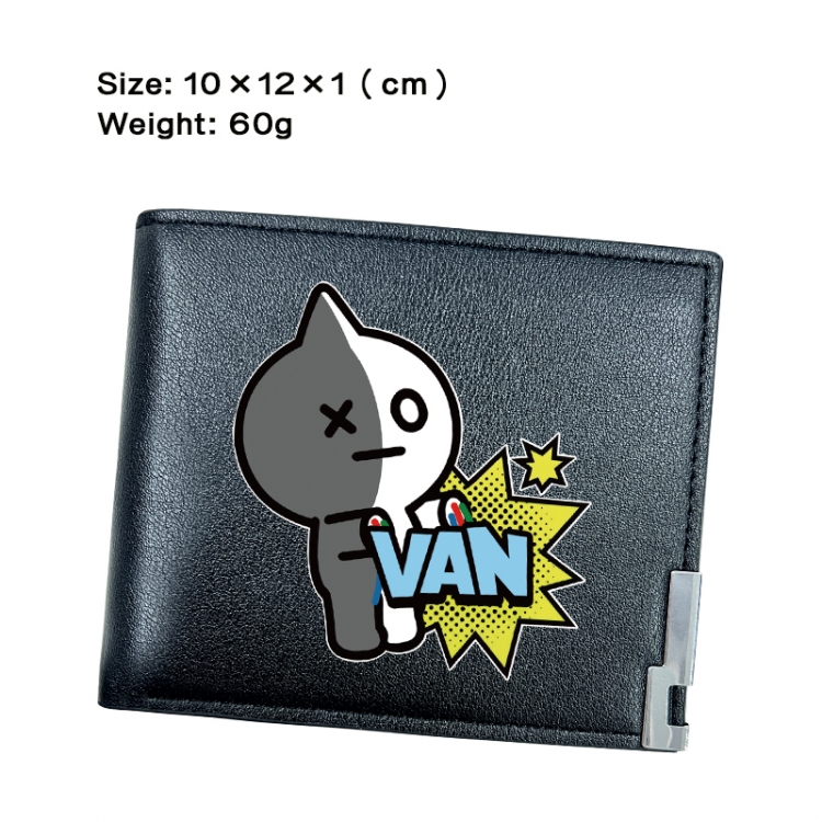 BTS Anime Peripheral PU Half Fold Black Leather Wallet Zero Wallet 10x12x1cm