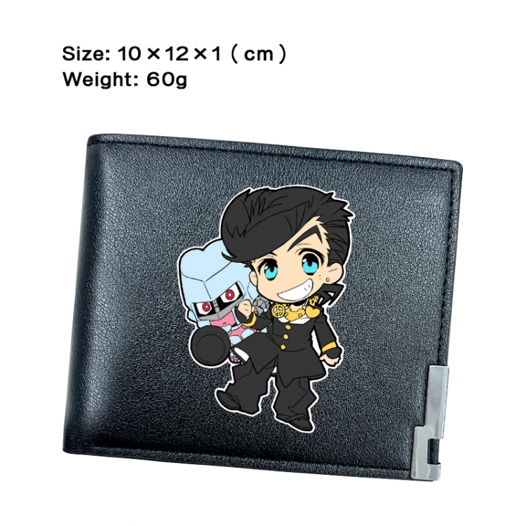 JoJos Bizarre Adventure Anime Peripheral PU Half Fold Black Leather Wallet Zero Wallet 10x12x1cm