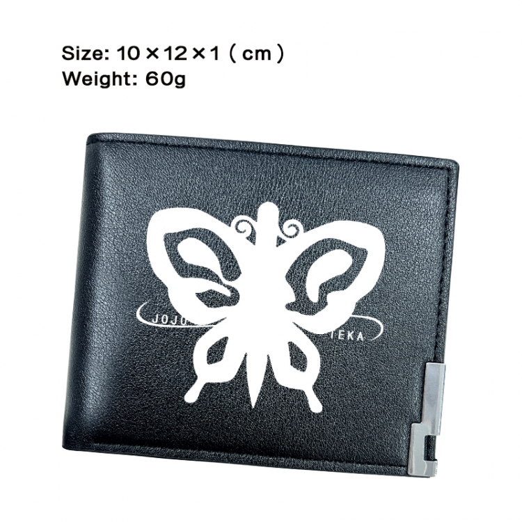 JoJos Bizarre Adventure Anime Peripheral PU Half Fold Black Leather Wallet Zero Wallet 10x12x1cm