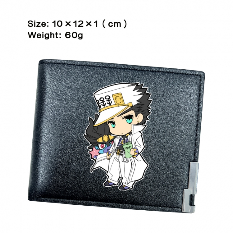 JoJos Bizarre Adventure Anime Peripheral PU Half Fold Black Leather Wallet Zero Wallet 10x12x1cm