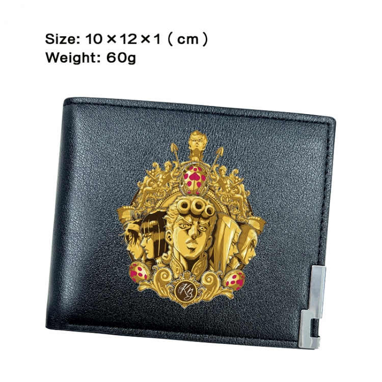 JoJos Bizarre Adventure Anime Peripheral PU Half Fold Black Leather Wallet Zero Wallet 10x12x1cm