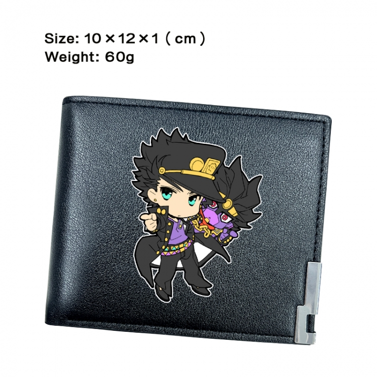 JoJos Bizarre Adventure Anime Peripheral PU Half Fold Black Leather Wallet Zero Wallet 10x12x1cm