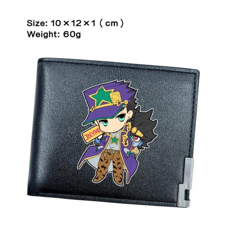 JoJos Bizarre Adventure Anime Peripheral PU Half Fold Black Leather Wallet Zero Wallet 10x12x1cm