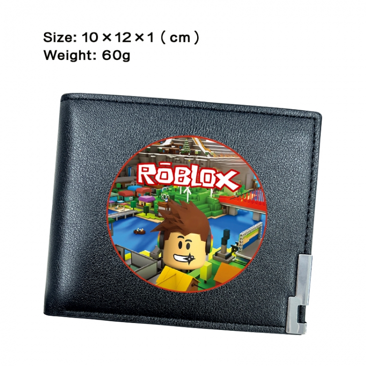 Roblox Anime Peripheral PU Half Fold Black Leather Wallet Zero Wallet 10x12x1cm