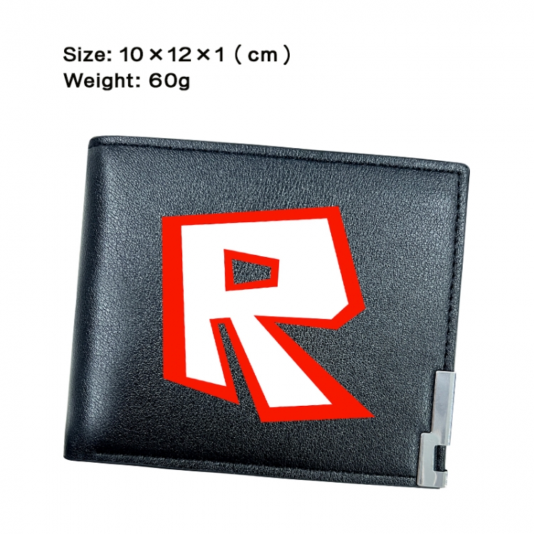 Roblox Anime Peripheral PU Half Fold Black Leather Wallet Zero Wallet 10x12x1cm