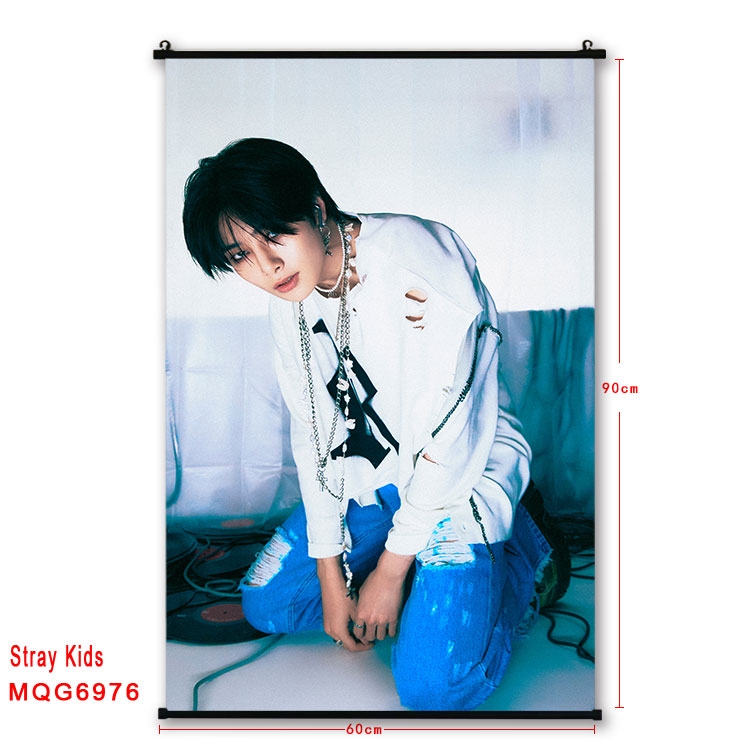 Stray Kids Anime black Plastic rod Cloth painting Wall Scroll 60X90CM MQG-6976