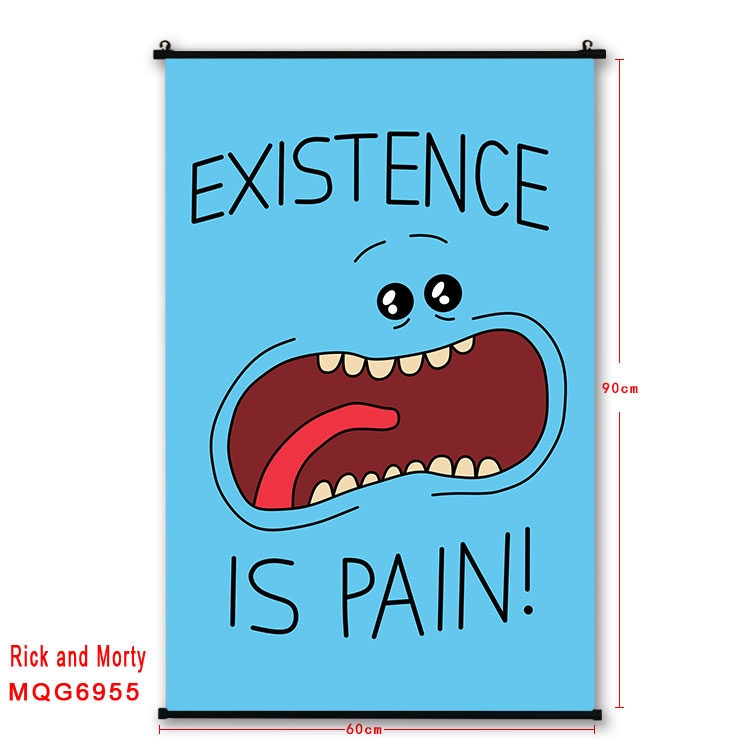 Rick and Morty Anime black Plastic rod Cloth painting Wall Scroll 60X90CM MQG-6955