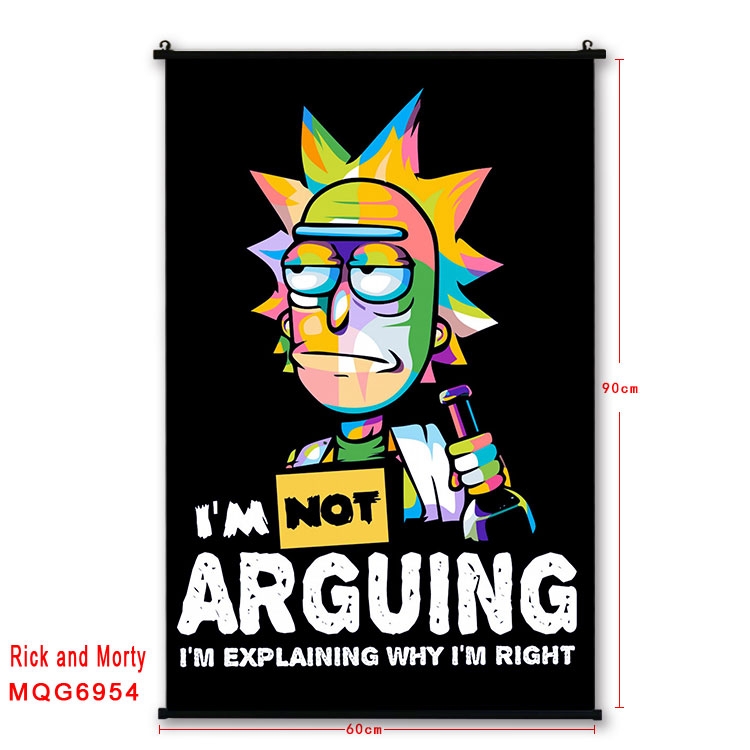 Rick and Morty Anime black Plastic rod Cloth painting Wall Scroll 60X90CM  MQG-6954