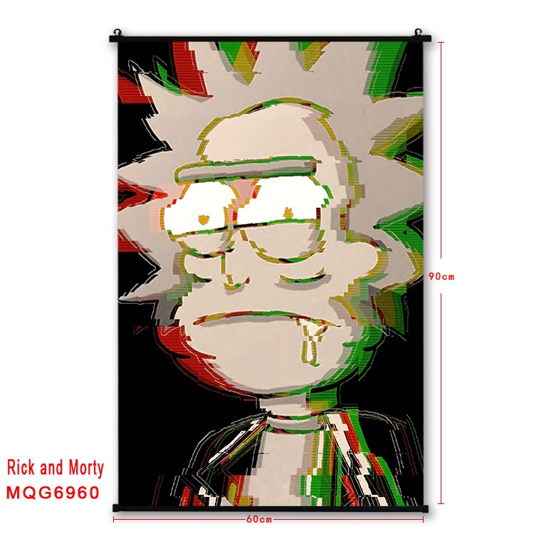 Rick and Morty Anime black Plastic rod Cloth painting Wall Scroll 60X90CM MQG-6960