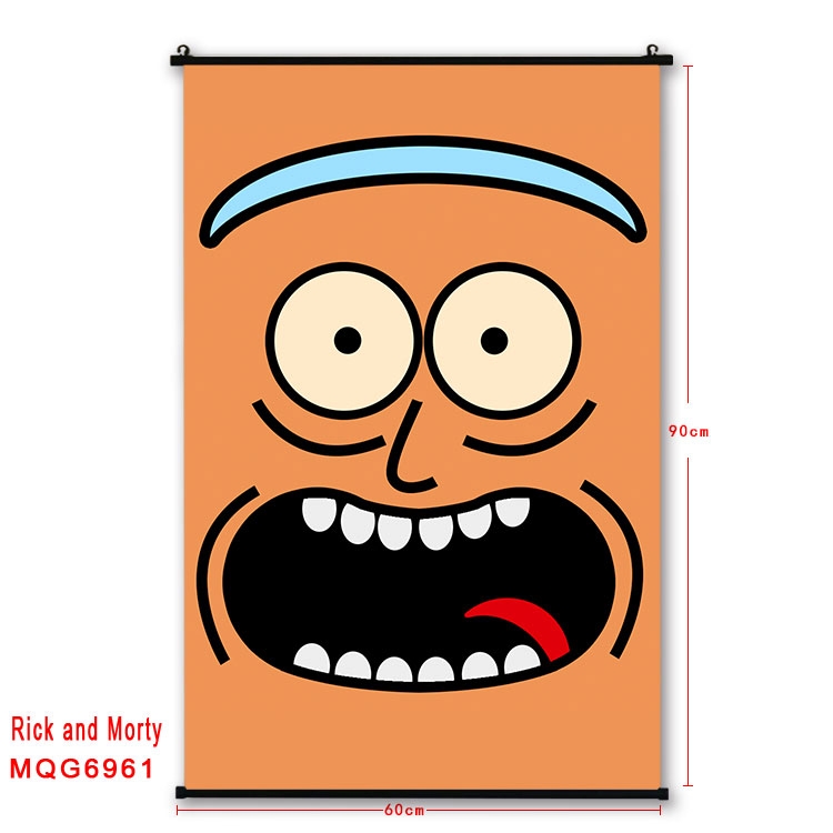 Rick and Morty Anime black Plastic rod Cloth painting Wall Scroll 60X90CM  MQG-6961