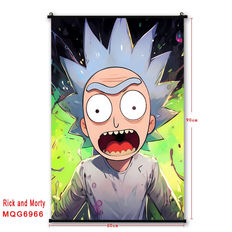 Rick and Morty Anime black Plastic rod Cloth painting Wall Scroll 60X90CM  MQG-6966