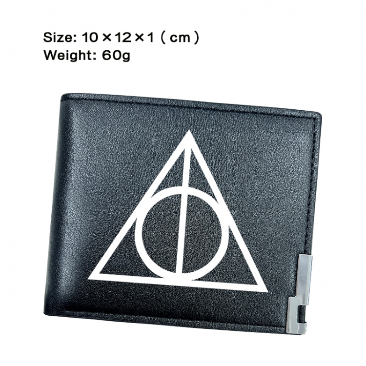Harry Potter Anime Peripheral PU Half Fold Black Leather Wallet Zero Wallet 10x12x1cm