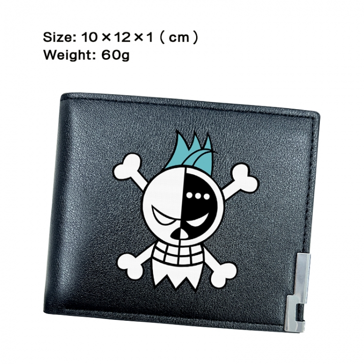 One Piece Anime Peripheral PU Half Fold Black Leather Wallet Zero Wallet 10x12x1cm