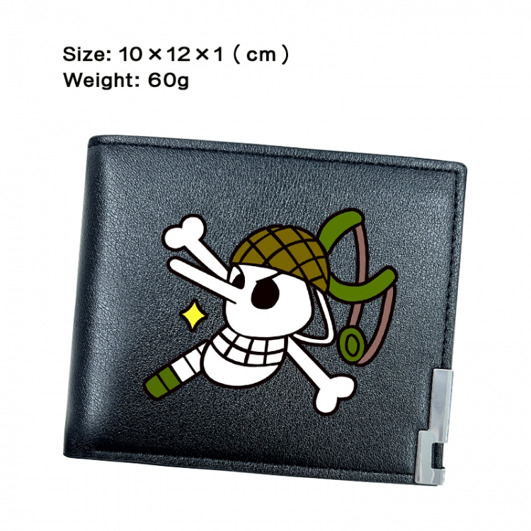 One Piece Anime Peripheral PU Half Fold Black Leather Wallet Zero Wallet 10x12x1cm